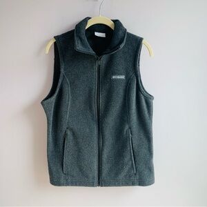 Columbia Fleece Vest Grey Charcoal Soft Comfortable Layering Winter Fall Medium